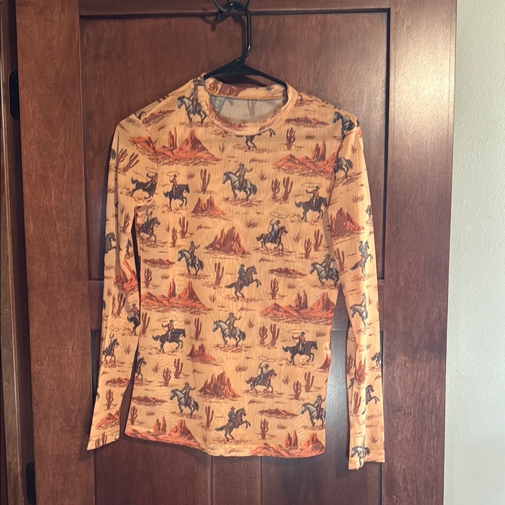 Cowboy Print Orange Shirt